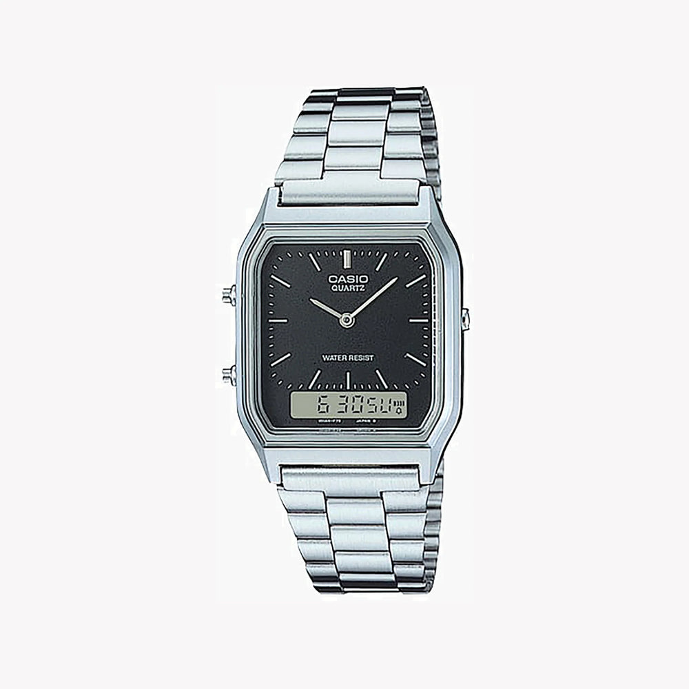Casio Men's Silver Resin Watch, Black Dial | Aq-230a-1dmq by i-watch