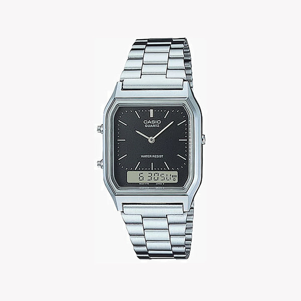 Casio Men's Silver Resin Watch, Black Dial | Aq-230a-1dmq by i-watch