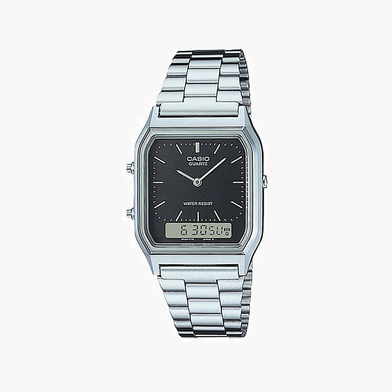 Casio Men's Silver Resin Watch, Black Dial | Aq-230a-1dmq by i-watch