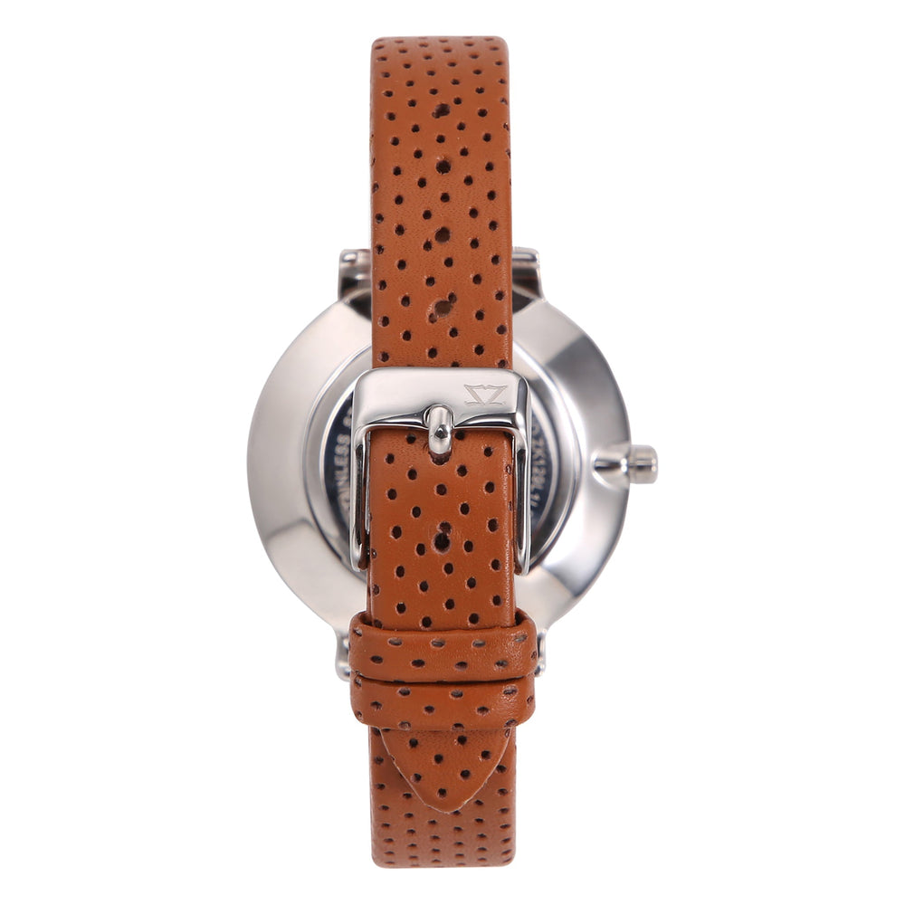 Zink Women's Watch With Silver Stainless Steel Case And Brown Leather Band by i-watch