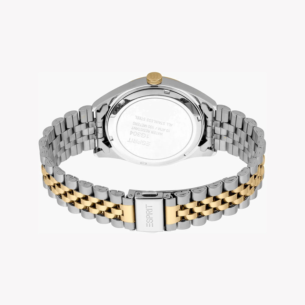 Esprit Men's Silver & Gold Stainless Steel Watch, Black Dial | Es1g250m0045 by i-watch