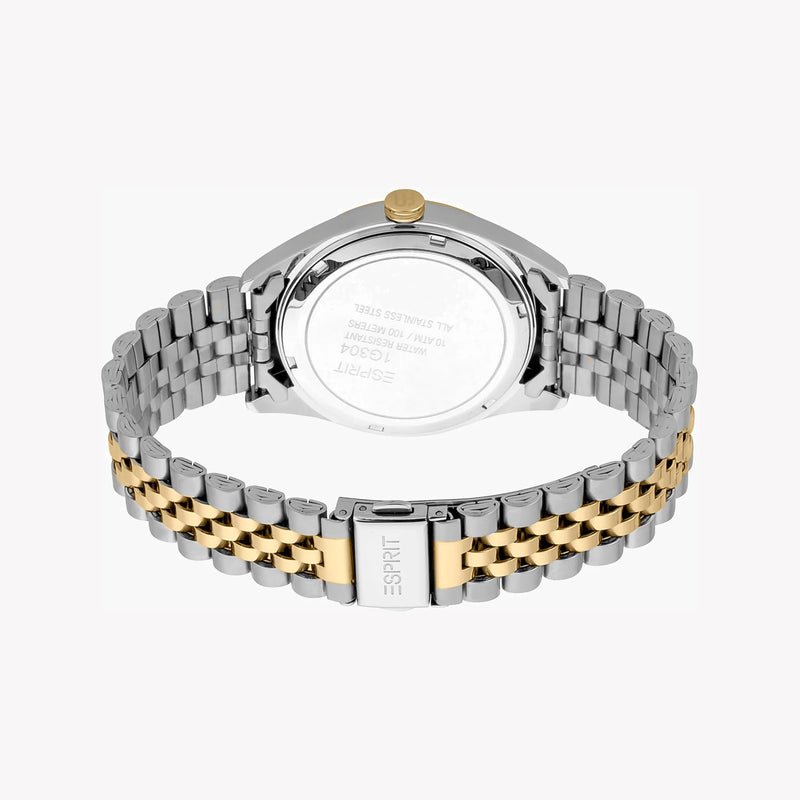 Esprit Men's Silver & Gold Stainless Steel Watch, Black Dial | Es1g250m0045 by i-watch