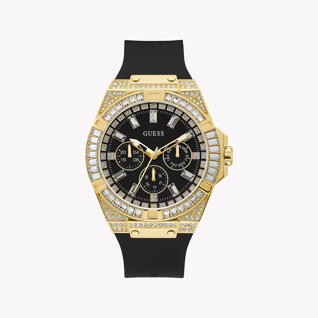 GUESS GW0208G2 BOLD LUXE - STRIKING GOLD & BLACK TIMEPIECE for Women with Sporty Silicon Band