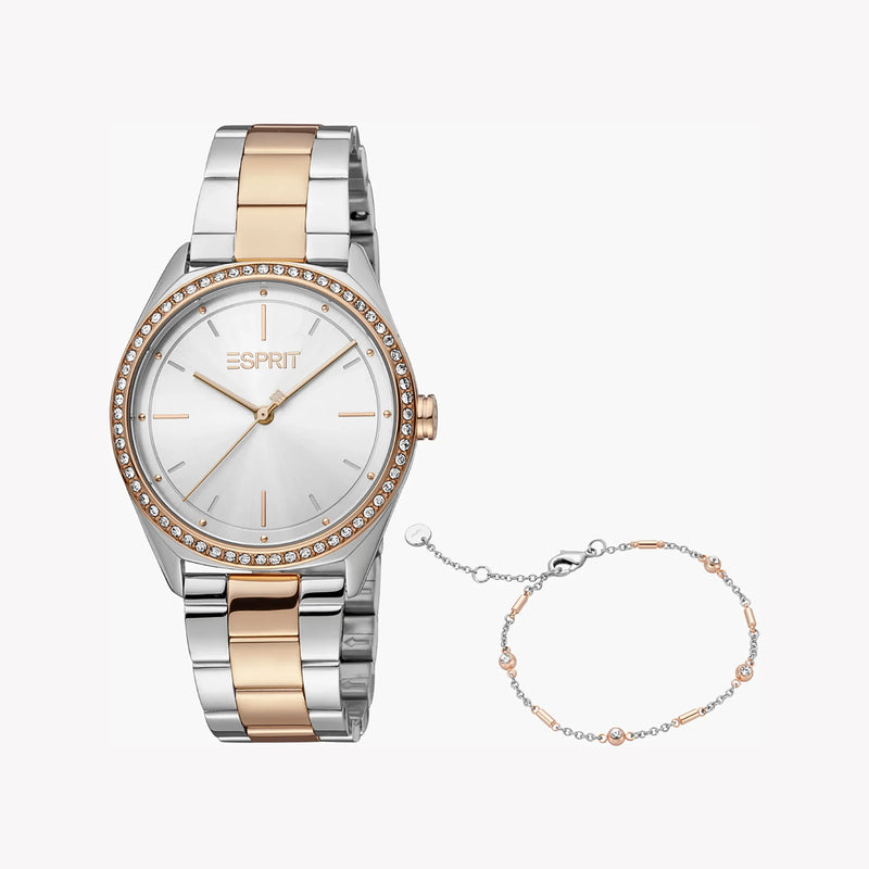 Esprit Women's Silver & Rose Gold Watch, Silver Dial | Es1l140m0075 by i-watch