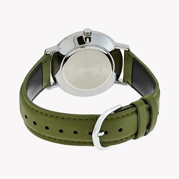 CASIO MTP-VT01L-3B - RUGGED ELEGANCE MEN'S WATCH WITH GREEN LEATHER BAND AND SILVER DIAL-i-Watch-2