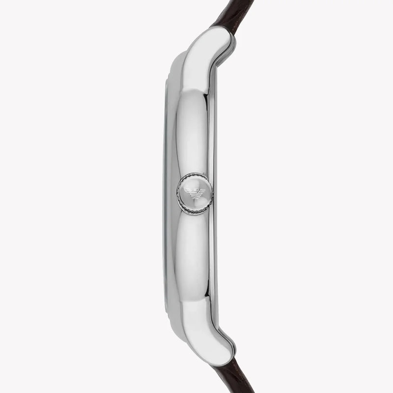 Emporio Armani Men's Silver Stainless Steel, Brown Leather | Ar1996 by i-watch