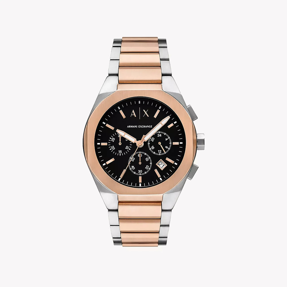 A|X Armani Exchange Unisex Silver & Rose Gold Watch, Black Dial | Ax4181 by i-watch