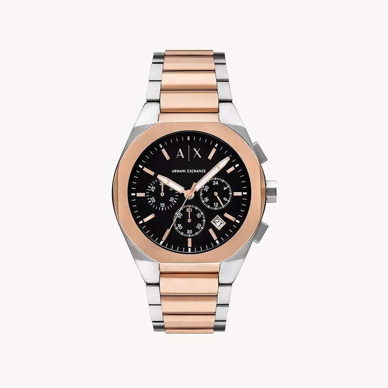 A|X Armani Exchange Unisex Silver & Rose Gold Watch, Black Dial | Ax4181 by i-watch