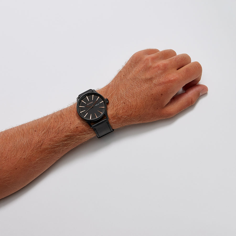 NIXON A105-1041 BOLD ADVENTURER - Men's Black Stainless Steel & Leather Watch-i-Watch-4