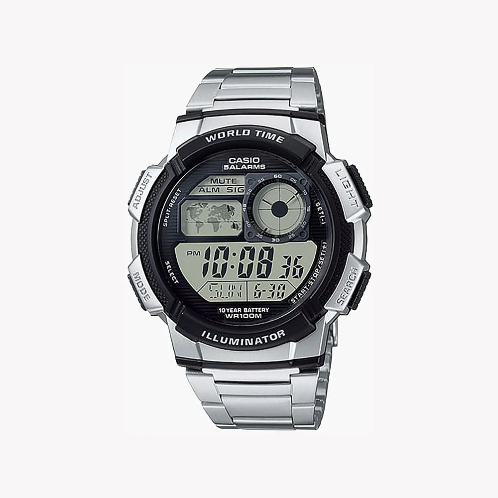 Casio Men's Silver Watch, Black Dial | Ae-1000wd-1avdf by i-watch