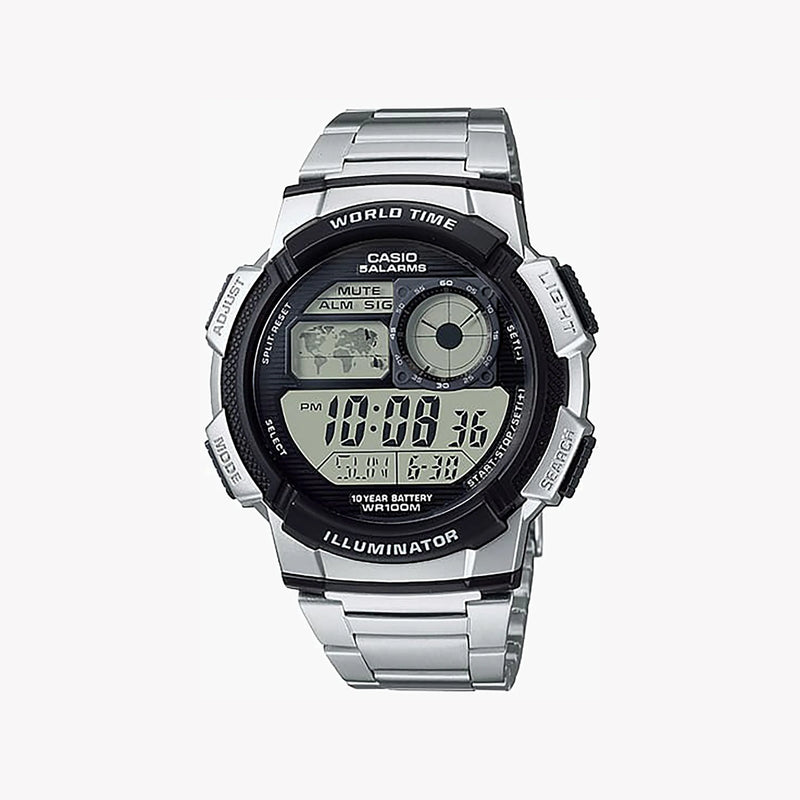 Casio Men's Silver Watch, Black Dial | Ae-1000wd-1avdf by i-watch