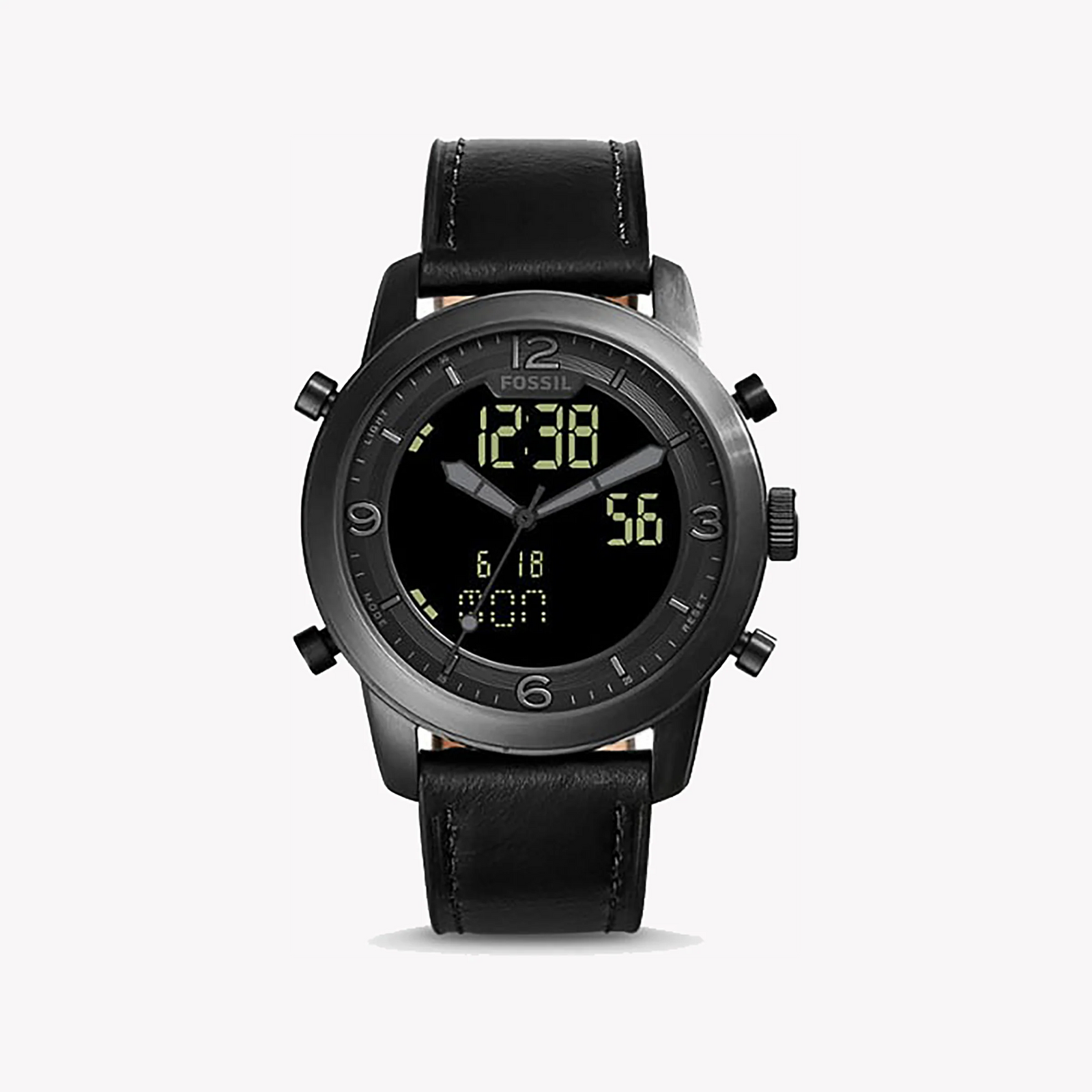 Fossil Men's Black Leather Watch, Black Dial | Fs5174 by i-watch