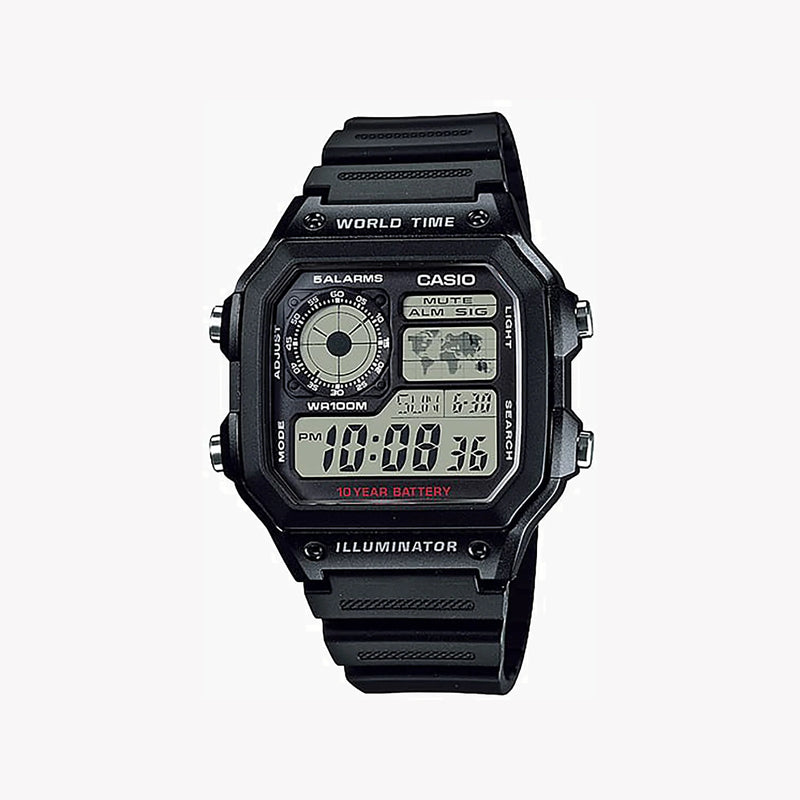 Casio Men's Black Resin Watch, Digital Display | Ae-1200wh-1avdf by i-watch