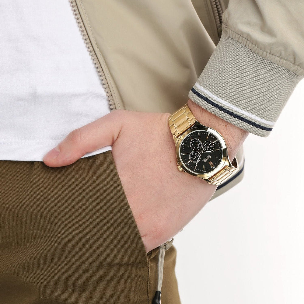 CASIO MTP-V300G-1AUDF ELEGANT TIMEPIECE - SOPHISTICATED GOLD & BLACK MEN'S WATCH-i-Watch-4