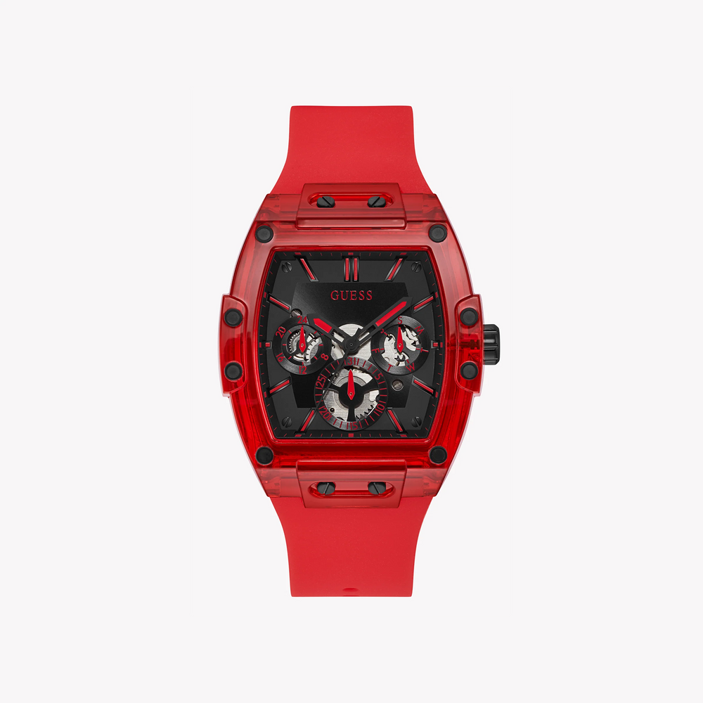 Guess Men's Red Silicone Watch, Black Dial | Gw0203g5 by i-watch
