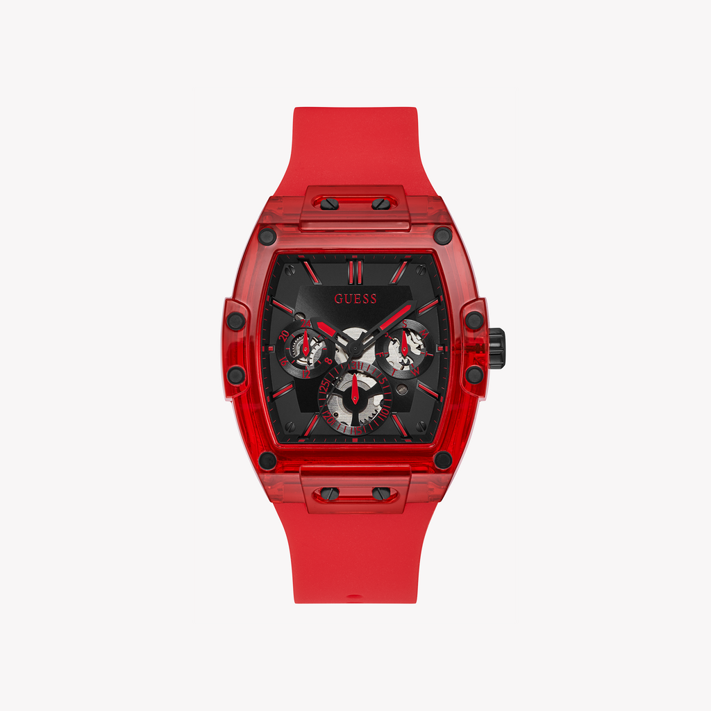 GUESS GW0203G5 BOLD ADVENTURE - STRIKING RED & BLACK MEN'S WATCH WITH SILICONE BAND