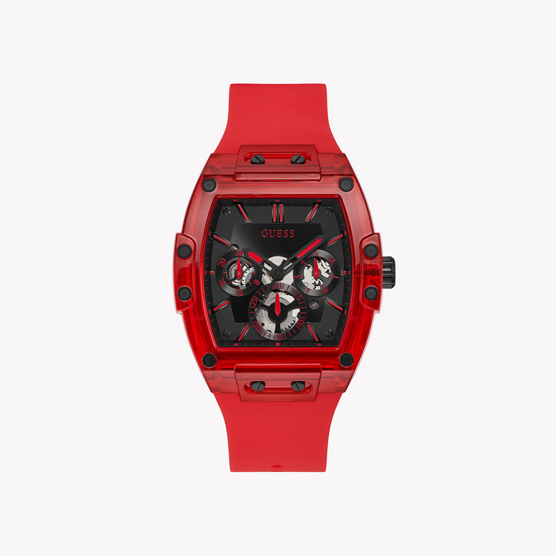 Guess Men's Red Silicone Watch, Black Dial | Gw0203g5 by i-watch