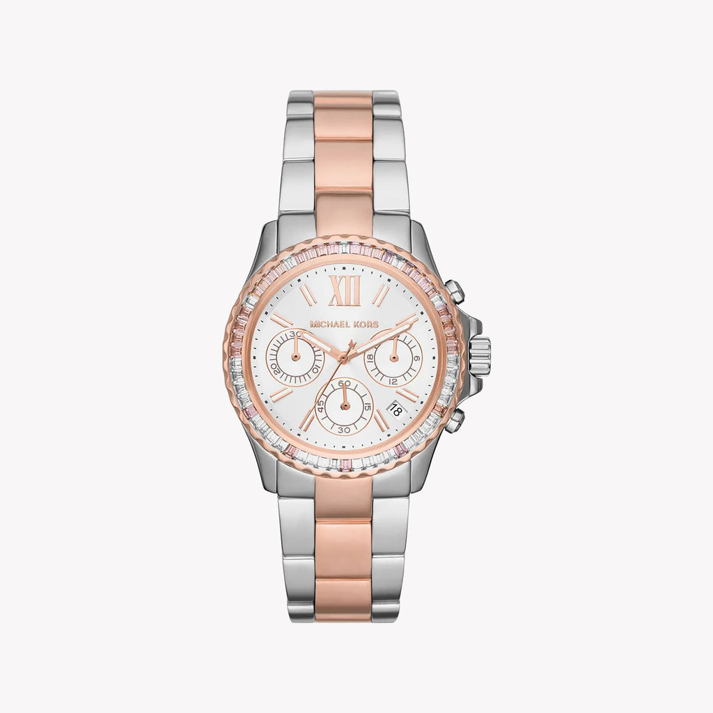 MICHAEL KORS MK7214 ELEGANT TIMEPIECE - MODERN SILVER & ROSE GOLD WOMEN'S WATCH