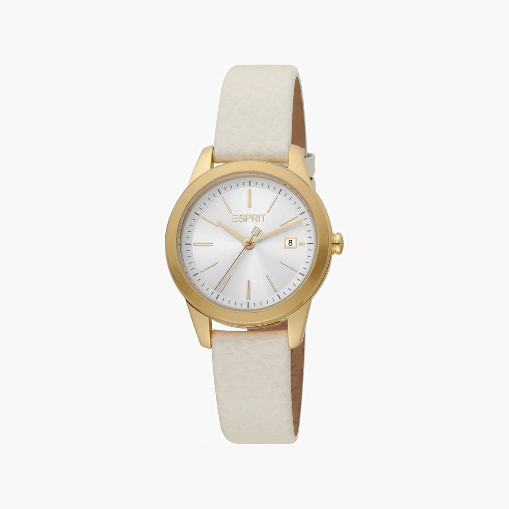 Esprit Women's Beige Leather Watch, Silver Dial | Es1l164m0055 by i-watch