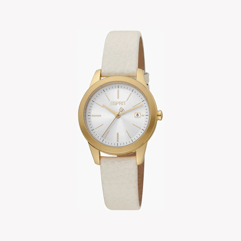 Esprit Women's Beige Leather Watch, Silver Dial | Es1l164m0055 by i-watch