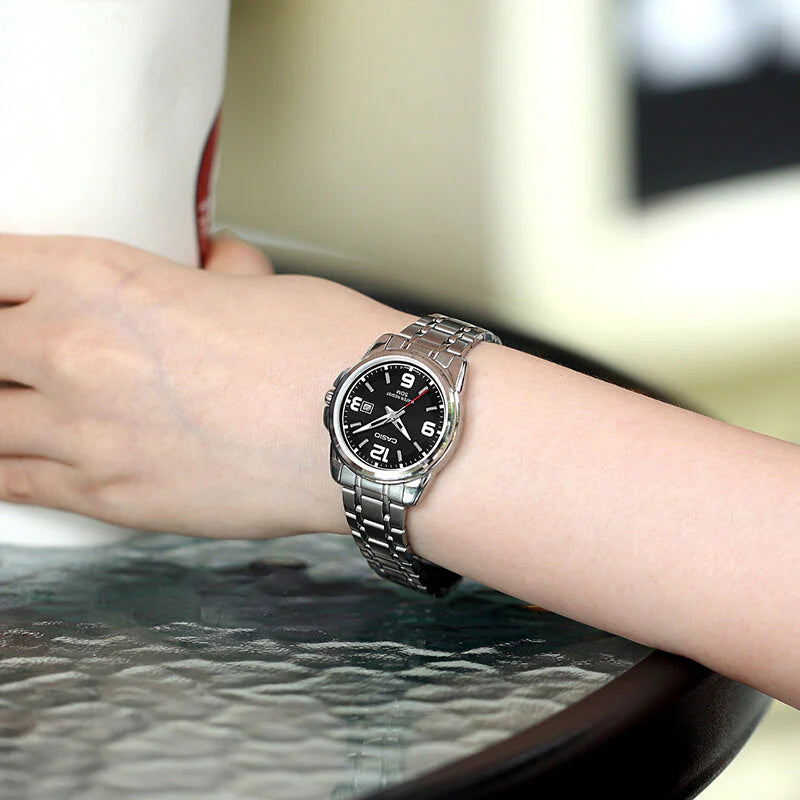 Casio Women's Silver Watch, Black Dial | Ltp-1314d-1avdf by i-watch
