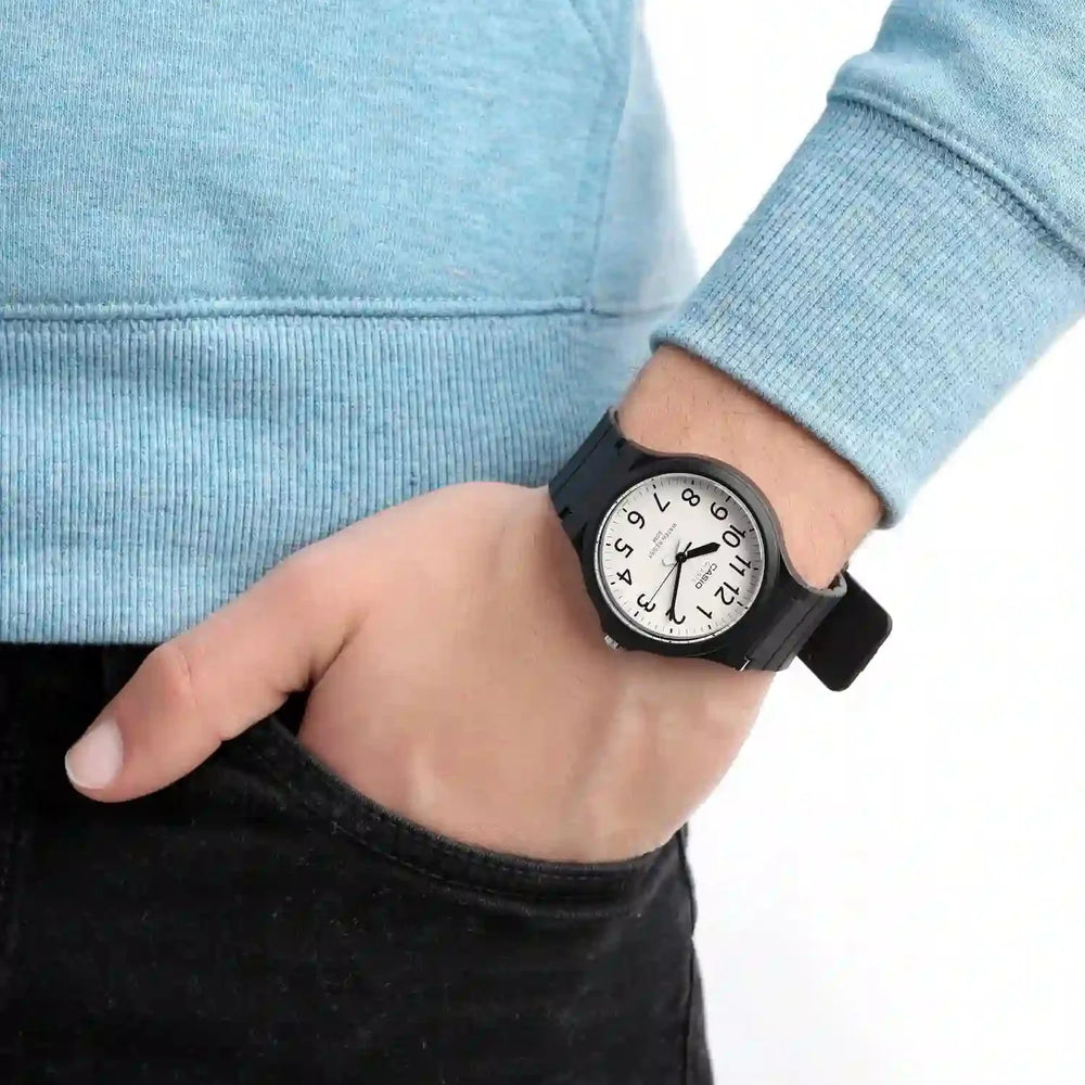 Casio Men's Black Resin Watch, White Dial | Mw-240-7bv by i-watch