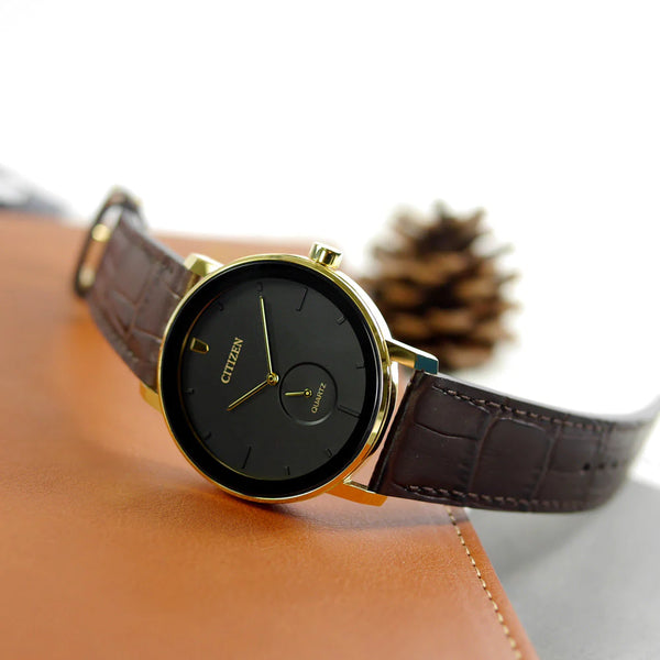 Citizen Men's Gold Watch, Brown Leather | Be9182-06e by i-watch