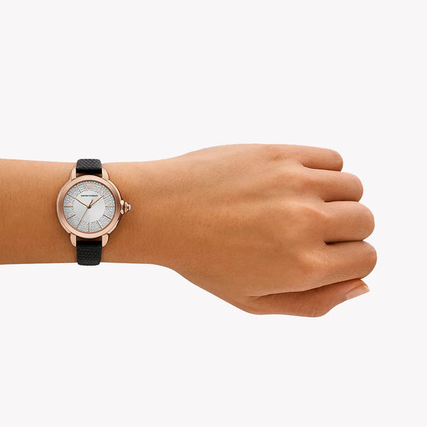 Emporio Armani Women's Rose Gold Watch, Black Leather | Ar11631 by i-watch
