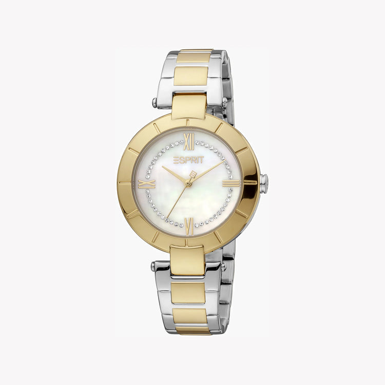 ESPRIT Women's Watch with Silver Stainless Steel Case and Silver & Gold Stainless Steel Band