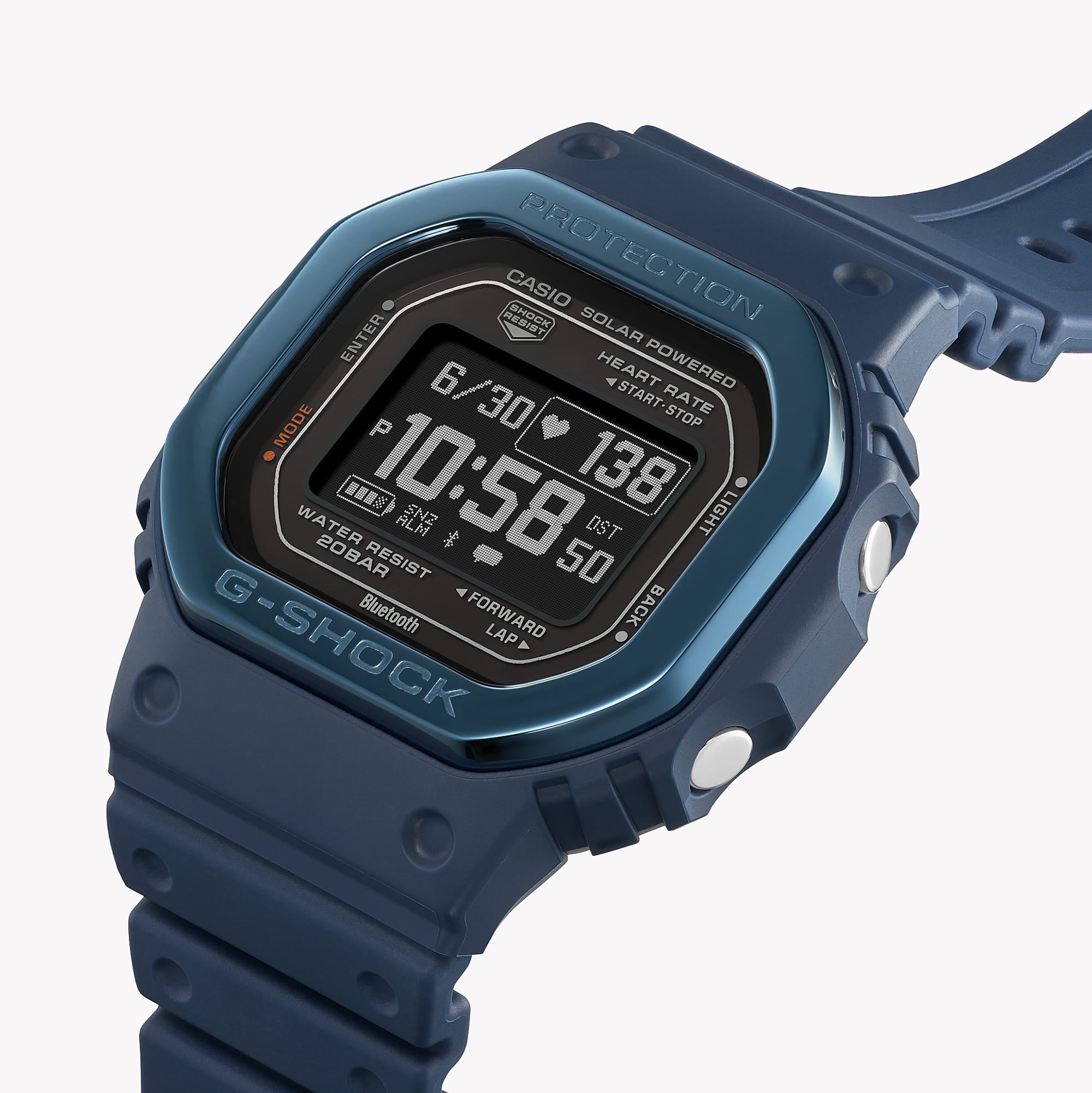 CASIO G-SHOCK DW-H5600MB-2 G-SQUAD THE ORIGIN Bleu w. Lunette en métal - Montre pour hommes HEART RATE SERIE