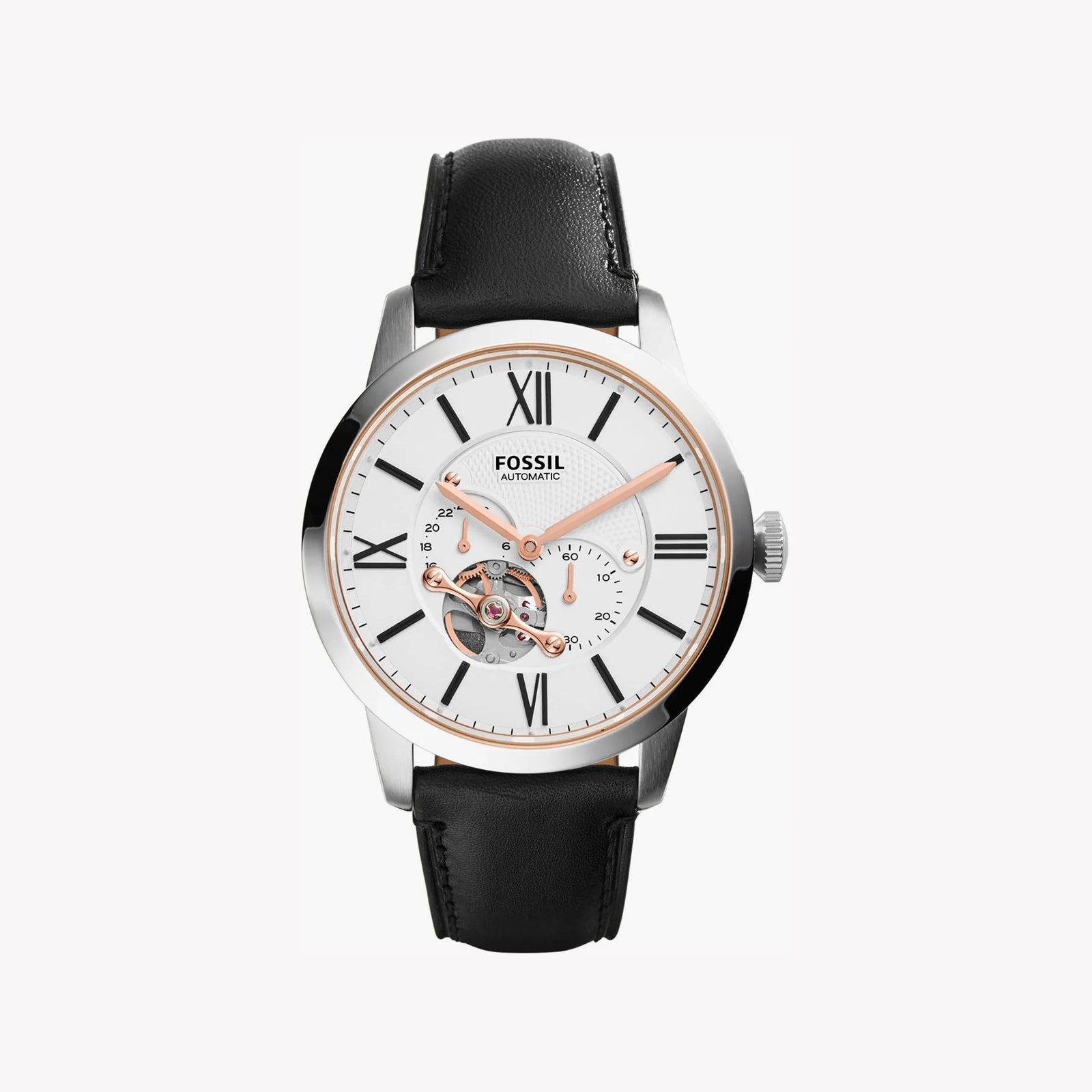 Fossil Men's Silver Stainless Steel, Black Leather | Me3104 by i-watch