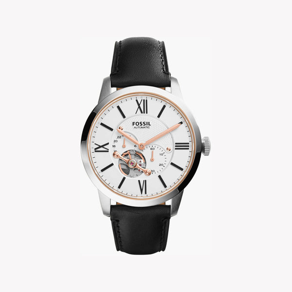 Fossil Men's Silver Stainless Steel, Black Leather | Me3104 by i-watch