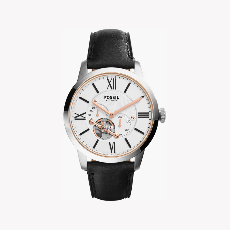 Fossil Men's Silver Stainless Steel, Black Leather | Me3104 by i-watch