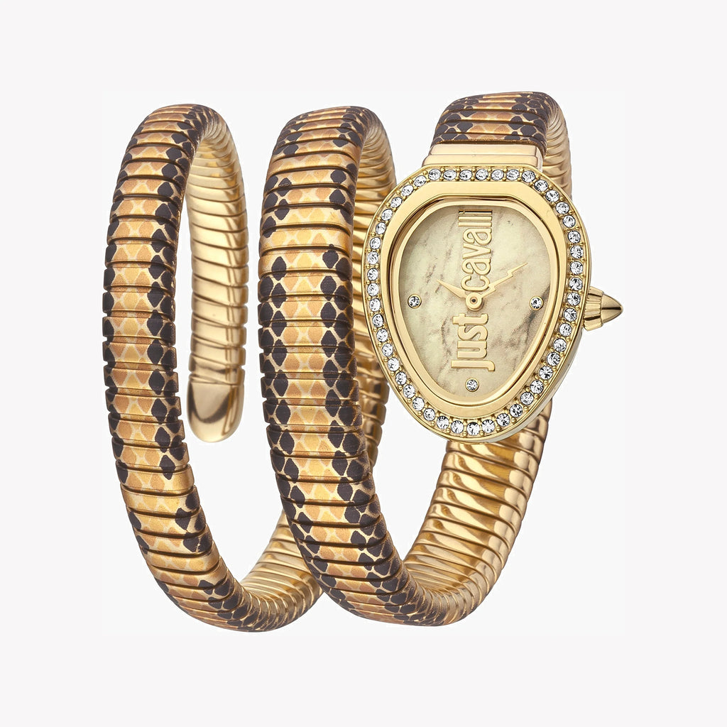 JUST CAVALLI Women's Watch with Gold Stainless Steel Case and Gold Stainless Steel Band