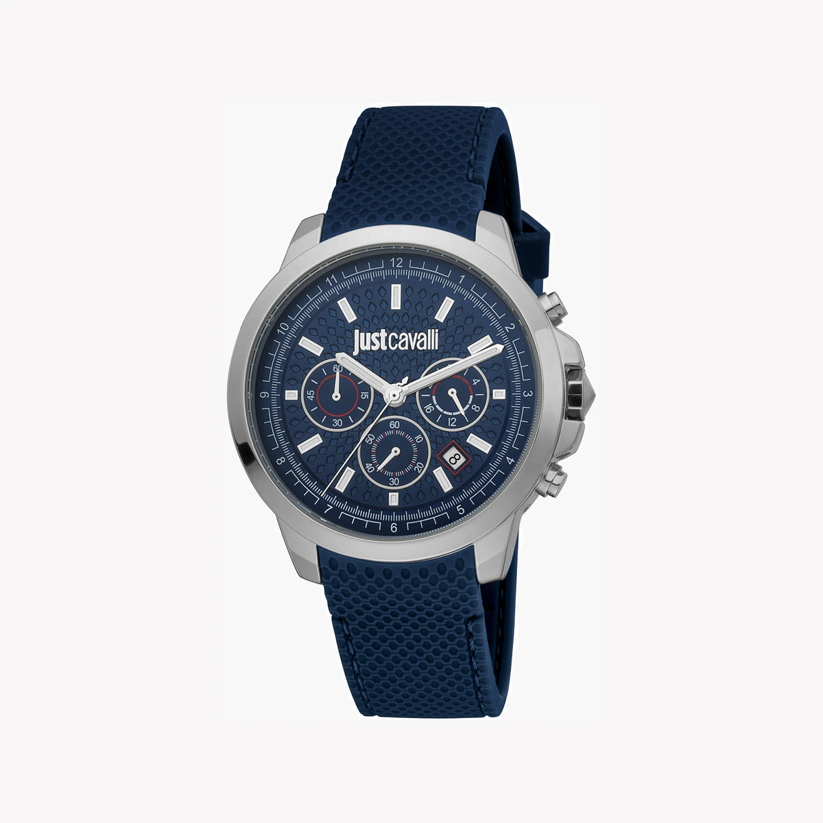 JUST CAVALLI JC1G178P0025 - ELEGANT BLUE DIAL MEN'S WATCH WITH SILICONE BAND