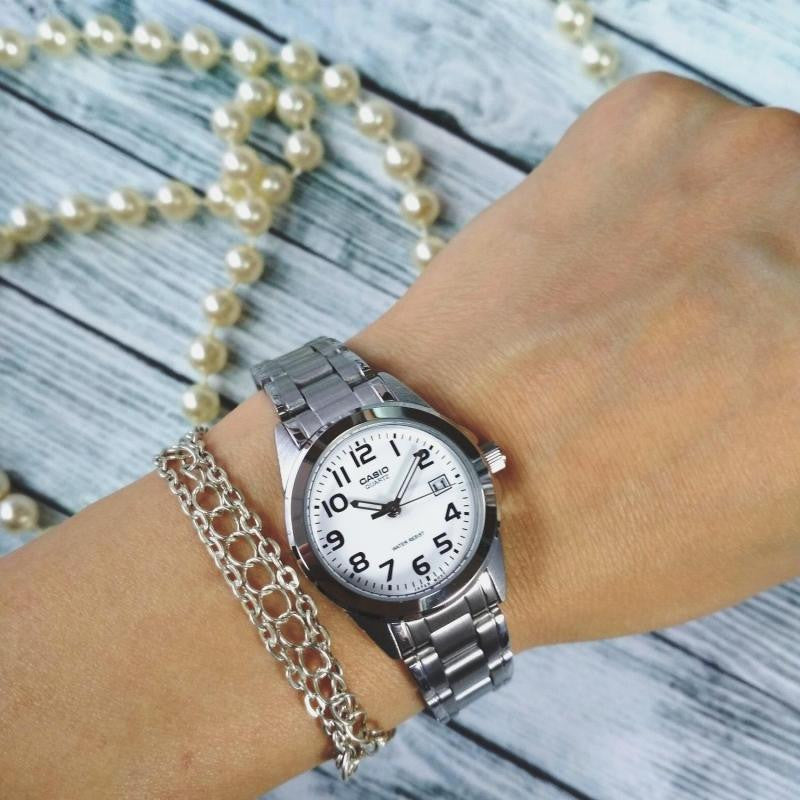 CASIO LTP-1259PD-7BE ELEGANCE - TIMELESS BEAUTY & PRECISION WOMEN'S WATCH with Silver Bracelet & White Dial-i-Watch-3