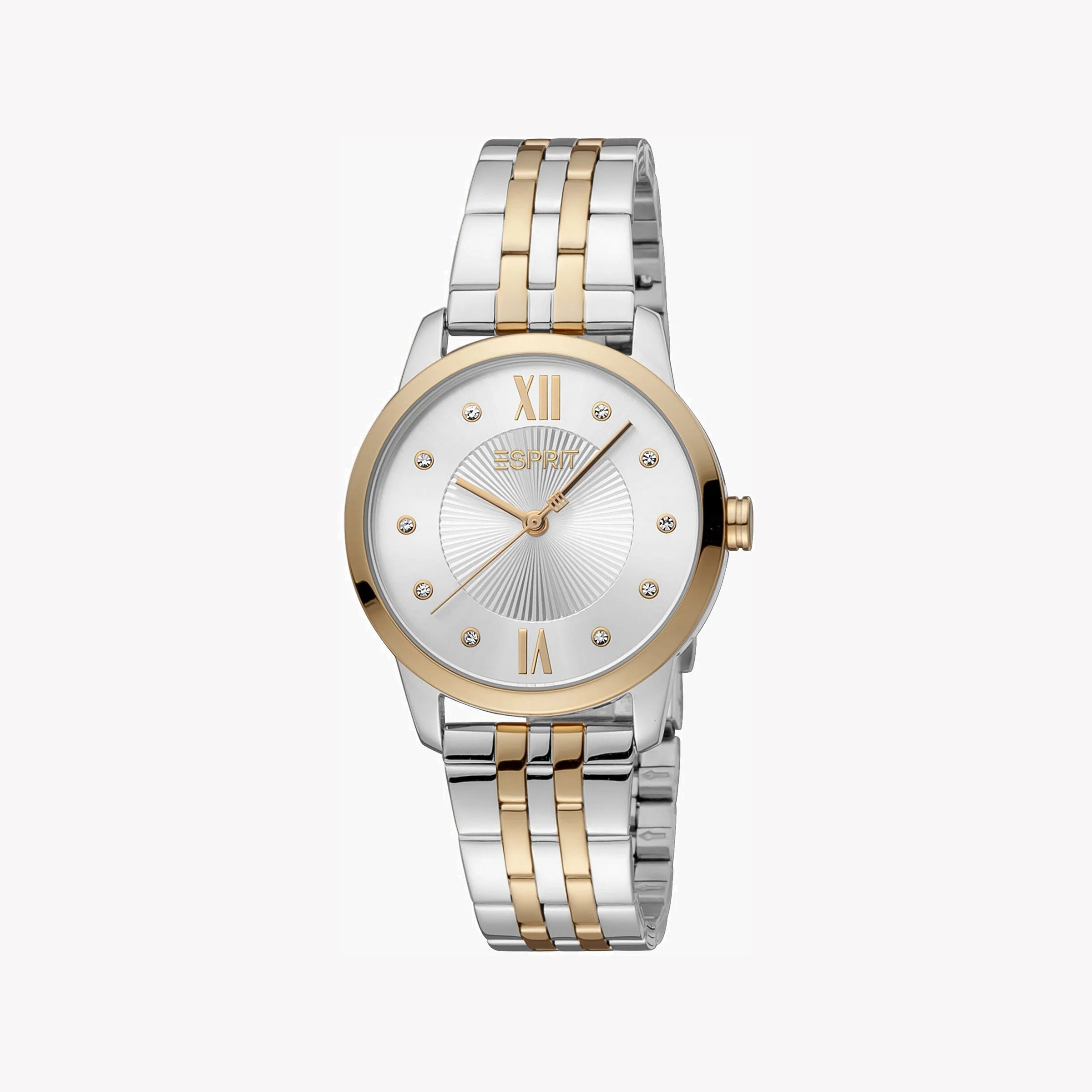 ESPRIT Women's Watch with Silver Stainless Steel Case and Silver & Rose Gold Stainless Steel Band