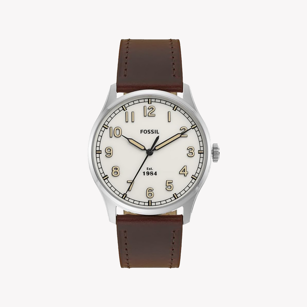 FOSSIL FS5927 MODERN CLASSIC - ELEGANT TIMEPIECE FOR MEN WITH LEATHER STRAP & SILVER CASE