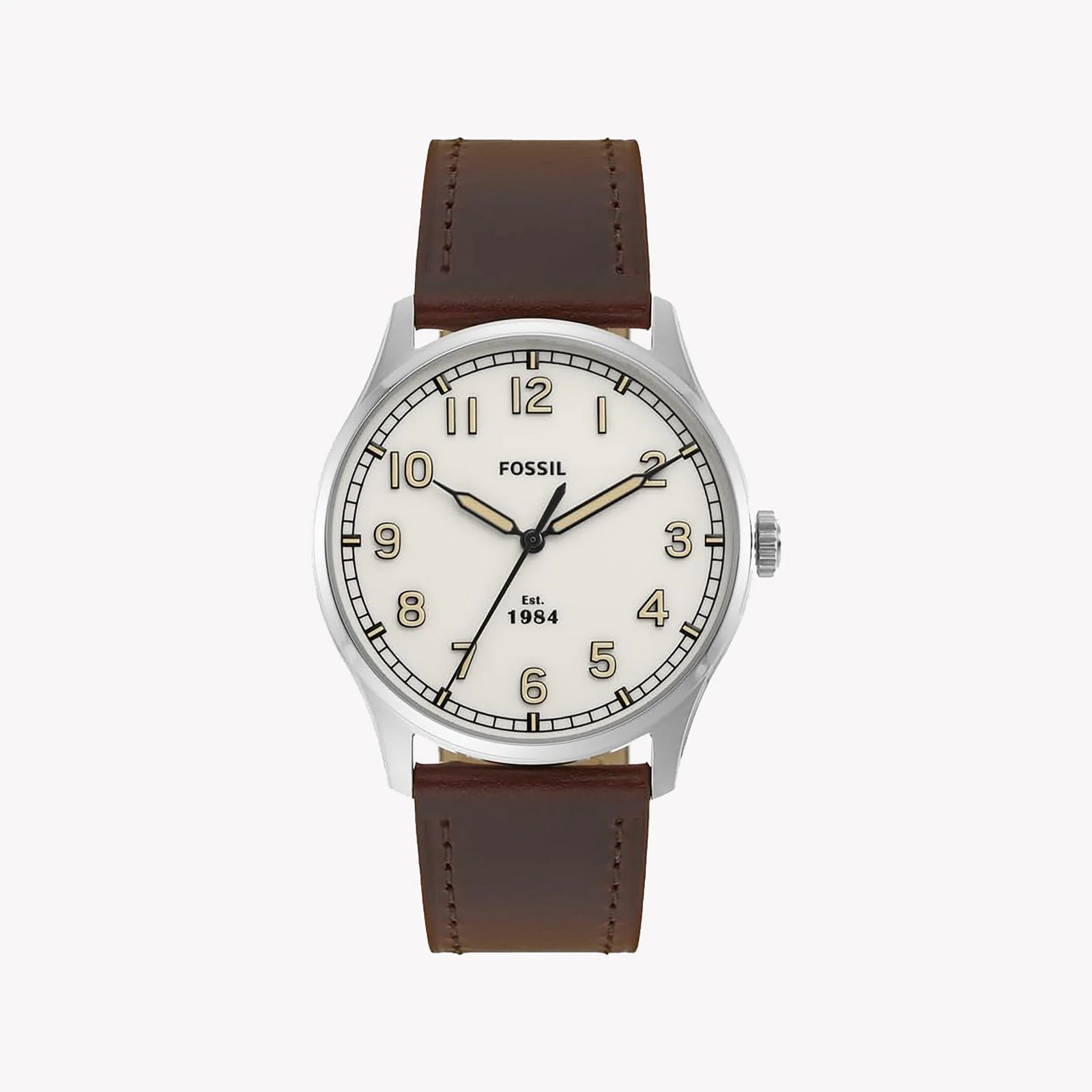 Fossil Men's Silver Stainless Steel, Brown Leather | Fs5927 by i-watch