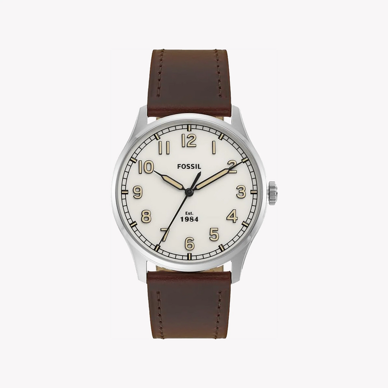 Fossil Men's Silver Stainless Steel, Brown Leather | Fs5927 by i-watch