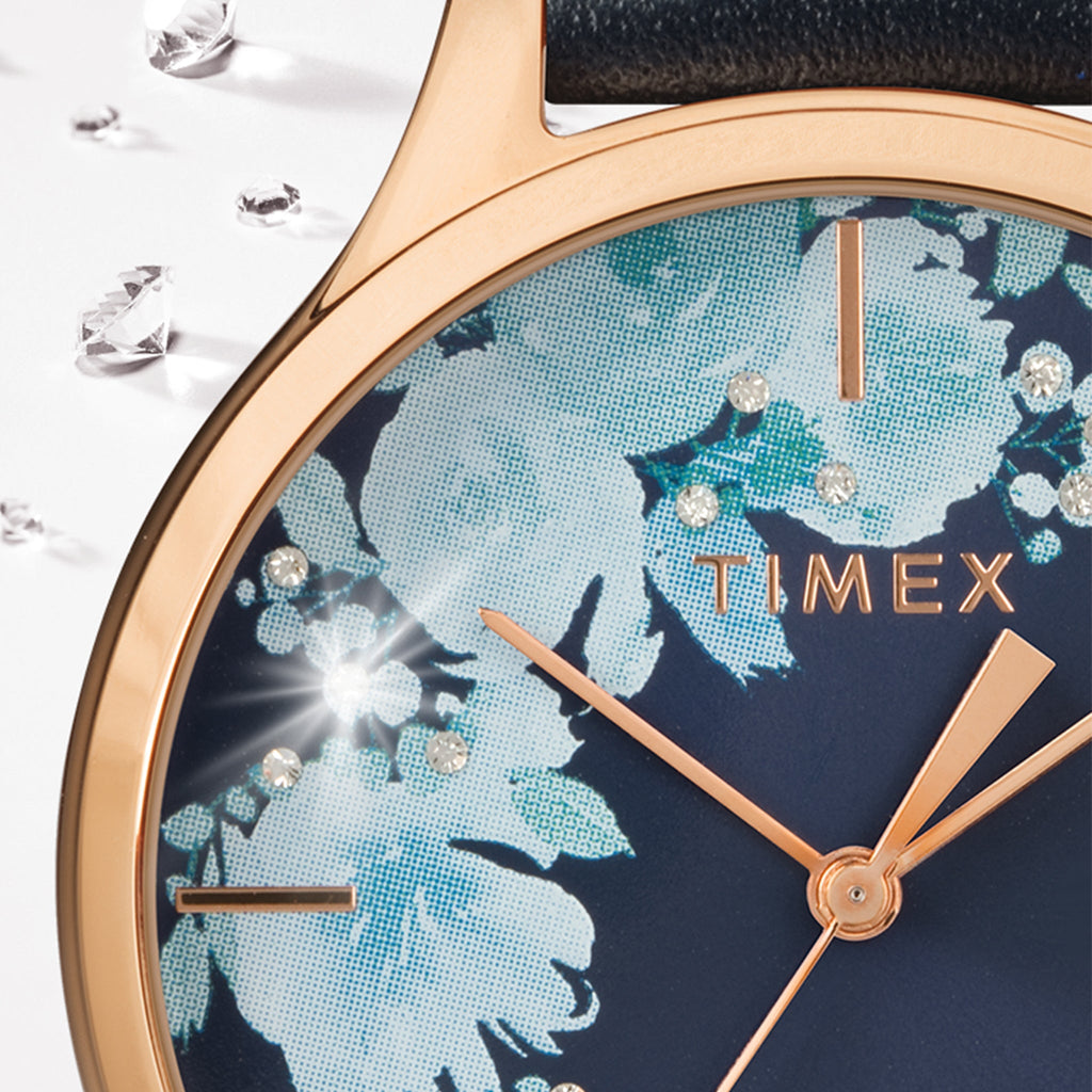 Timex Women's Blue Leather Watch, Blue Dial | Tw2r66700