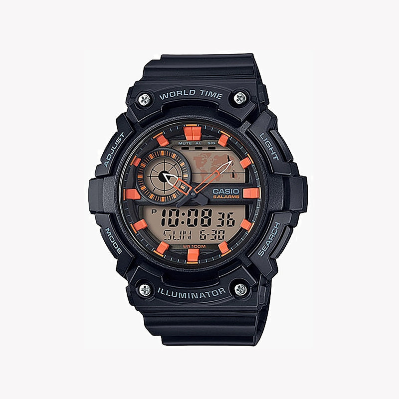 Casio Men's Black Resin Watch, Digital Dial | Aeq-200w-1a2vdf by i-watch