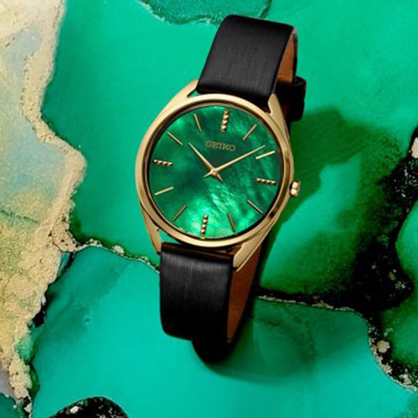 SEIKO SWR080P1 Women's Elegant Green Dial Gold Watch-i-Watch-4