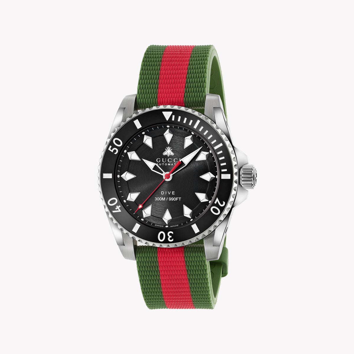 GUCCI YA136349 - LUXURY REDEFINED TIMEPIECE WITH ICONIC GREEN-RED BAND & STRIKING BLACK DIAL