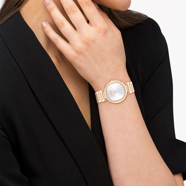 Ck Calvin Klein Women's Rose Gold Watch, Silver Dial | K1b221c6 by i-watch