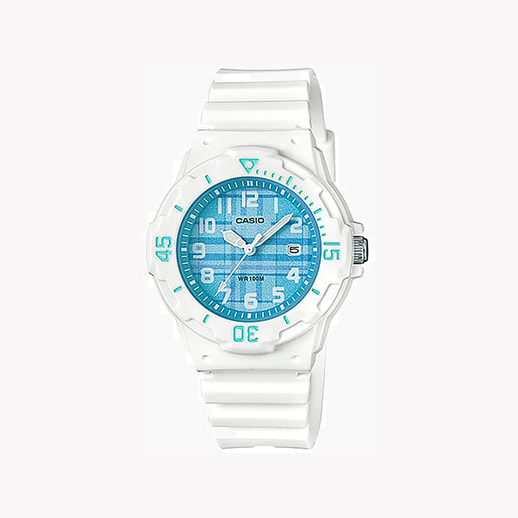 Casio Women's Blue Dial Watch, White Resin Band | LRW-200H-2CV