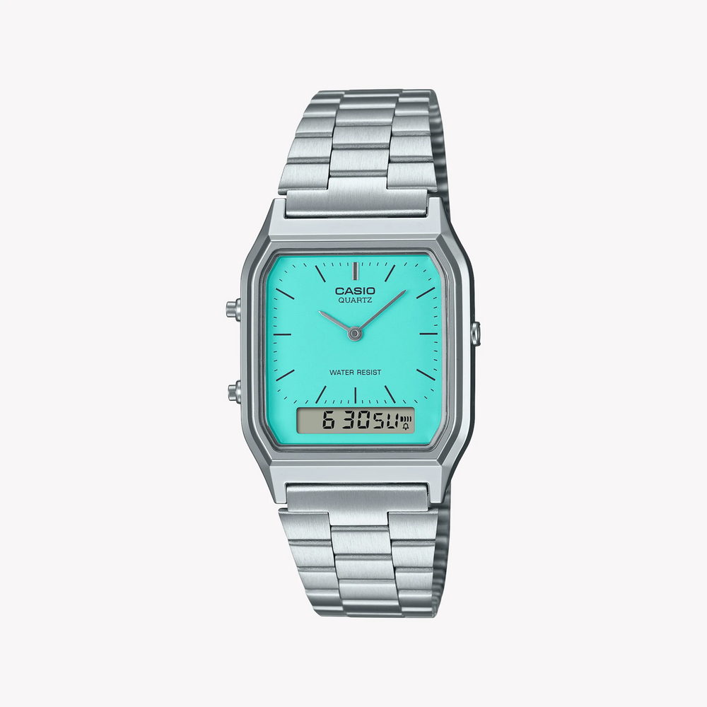 Casio Aq-230a-2a2mqydf - Timeless Elegance Meets Modern Functionality Unisex Watch With Silver Resin Case And Striking Blue Dial by i-watch