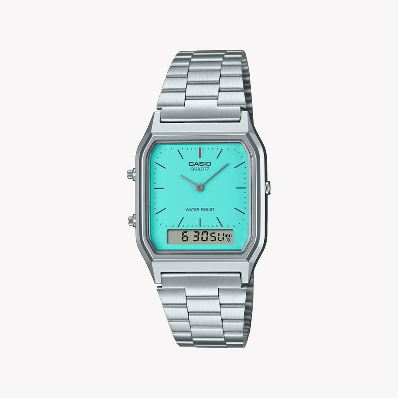 Casio Aq-230a-2a2mqydf - Timeless Elegance Meets Modern Functionality Unisex Watch With Silver Resin Case And Striking Blue Dial by i-watch
