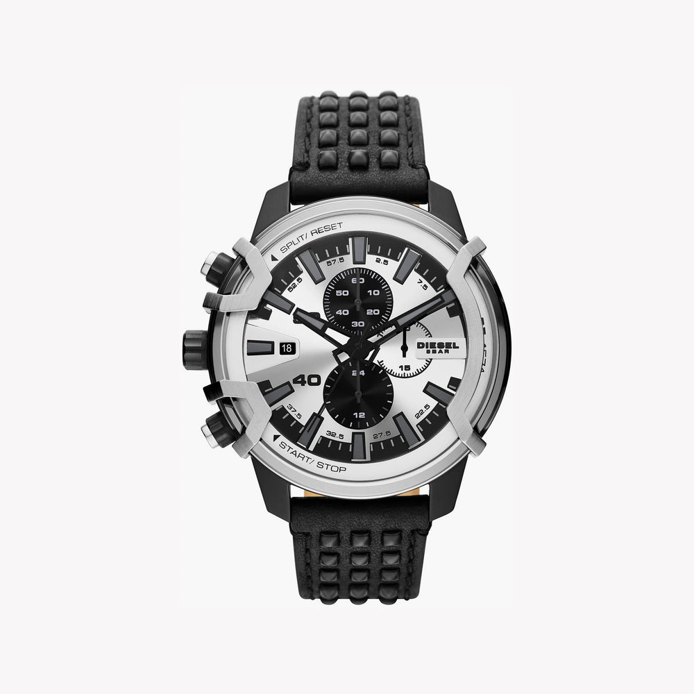 Diesel Men's Black Leather Watch, Silver Dial | Dz4571 by i-watch