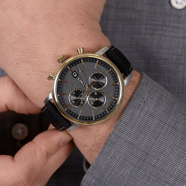 Timex Men's Black Leather Watch, Brass Case | Tw2u39100